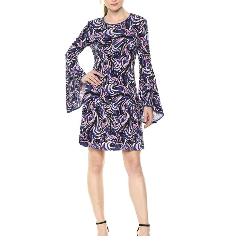 Taylor Long Bell Sleeve A-Line Dress Size 6 v366